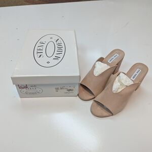 Steve Madden Women's Beige Peep-Toe Mules